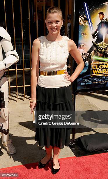 Actress Jaime King arrives at the U.S. Premiere Of "Star Wars: The Clone Wars" at the Egyptian Theatre on August 10, 2008 in Hollywood, California.