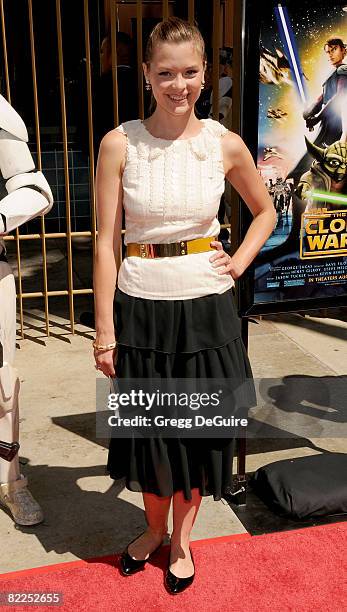 Actress Jaime King arrives at the U.S. Premiere Of "Star Wars: The Clone Wars" at the Egyptian Theatre on August 10, 2008 in Hollywood, California.