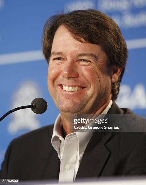 Paul Azinger talks during a press conference to announce the first eight players of the 12-member Ryder Cup team on August 11, 2008 at the Oakland...