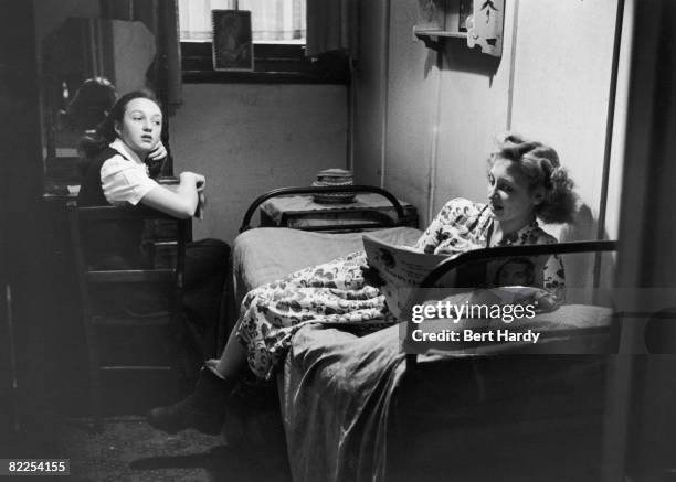 Members of the Tiller Girls dance troupe lodge at the Theatre Girls' Club on Greek Street, in London's Soho, 17th December 1949. Original Publication...