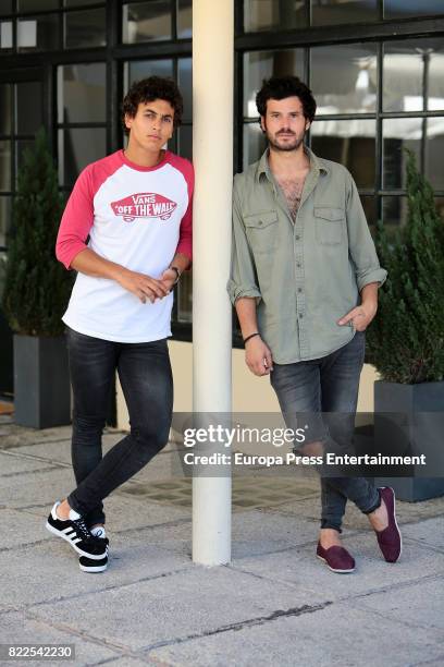 Willy Barcenas and Anton Carreno, from the music band Taburete, pose for a photo session on July 13, 2017 in Madrid, Spain.