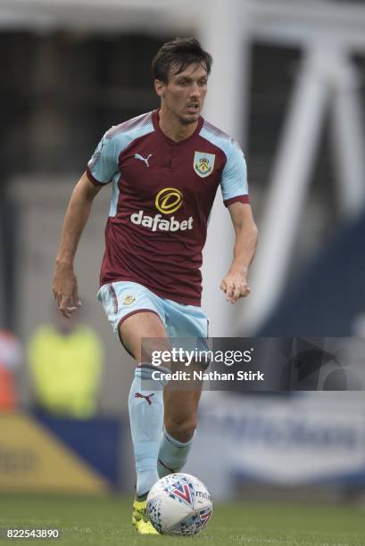 Jack Cork of Burnley in action during the pre season friendly match between Preston North End and Burnley at Deepdale on July 25, 2017 in Preston,...