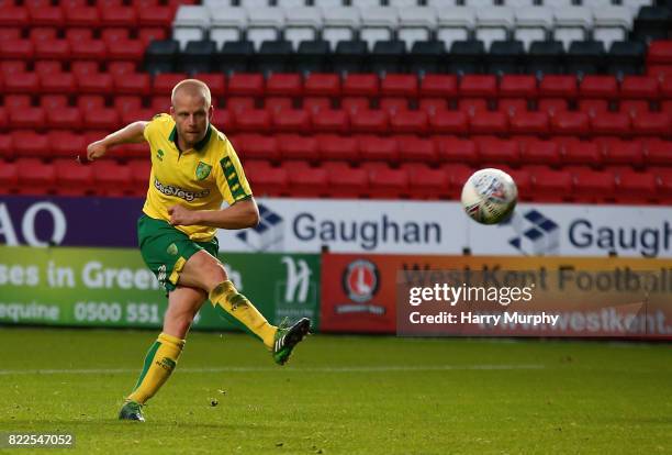 Steven Naismith of Norwich City attempts a shot during the Pre Season Friendly match between Charlton Athletic and Norwich City at The Valley on July...