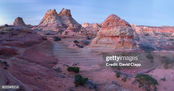 panorama at dusk, coyote buttes south, arizona, usa - butte rocky outcrop stock pictures, royalty-free photos & images