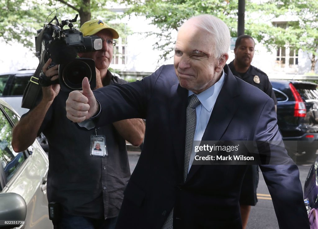 Sen. John McCain (R-AZ) Back On Capitol Hill For Health Care Vote, After Cancer Diagnosis Last Week