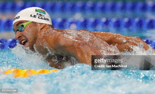 Chad le Clos of South Africa competes in the 200m Butterfly semi finals during day twelve of the FINA World Championships at the Duna Arena on July...