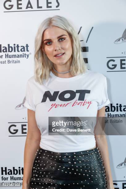 Ashley James attends the launch of empowering t-shirt collection egaliTEE, made in collaboration with Habitat for Humanity, at Geales Restaurant on...