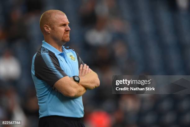 Sean Dyche manager of Burnley looks on during the pre season friendly match between Preston North End and Burnley at Deepdale on July 25, 2017 in...