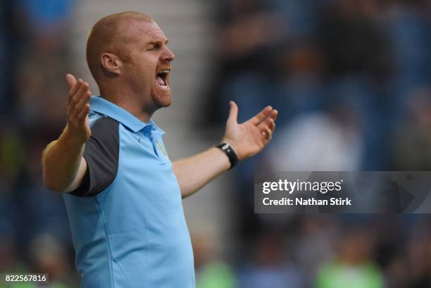 Sean Dyche manager of Burnley looks on during the pre season friendly match between Preston North End and Burnley at Deepdale on July 25, 2017 in...