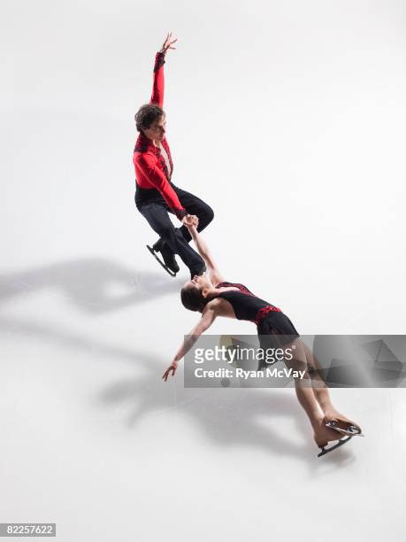 Model and Property Released: Figure skating pair performing a death spiral.