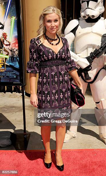 Actress Ashley Eckstein arrives at the U.S. Premiere Of "Star Wars: The Clone Wars" at the Egyptian Theatre on August 10, 2008 in Hollywood,...