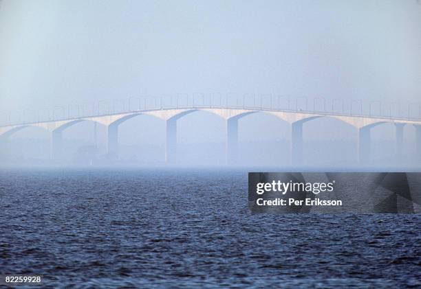 a bridge in the fog sweden. - oland stock-fotos und bilder