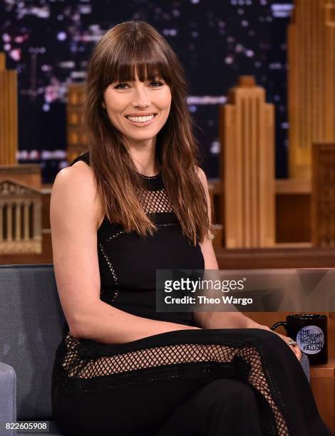 Jessica Biel Visits "The Tonight Show Starring Jimmy Fallon" at Rockefeller Center on July 25, 2017 in New York City.