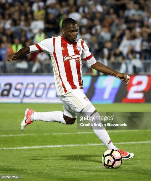 El Fardou Ben Nabouhane of Olympiacos in action during the UEFA Champions League Qualifying match between FC Partizan and Olympiacos on July 25, 2017...