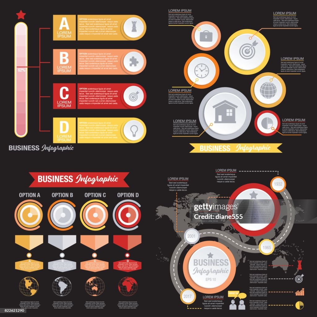 Modelo de negócio infográfico com 3D círculos e Iocns