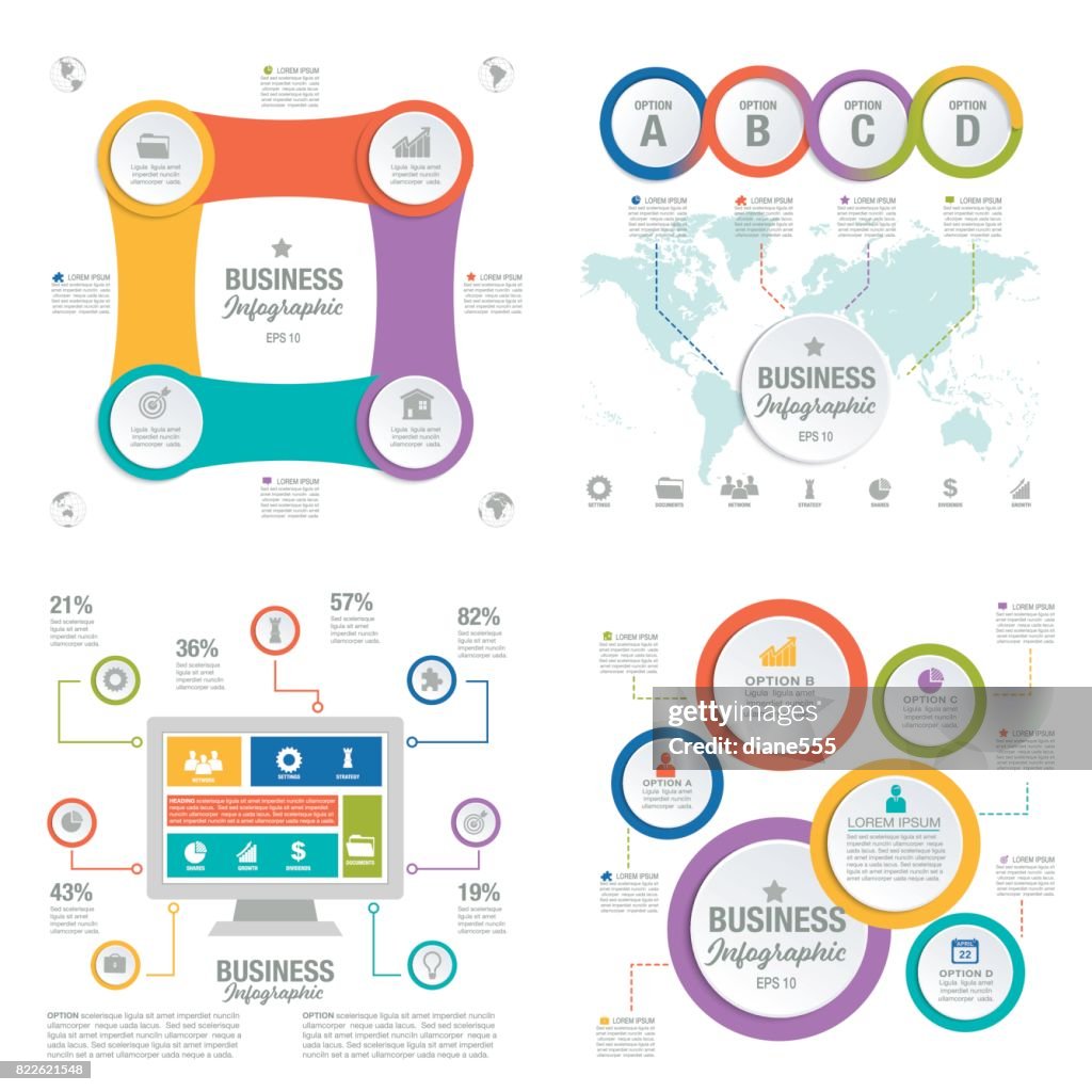 Business Infographic template With 3D Circles And Iocns