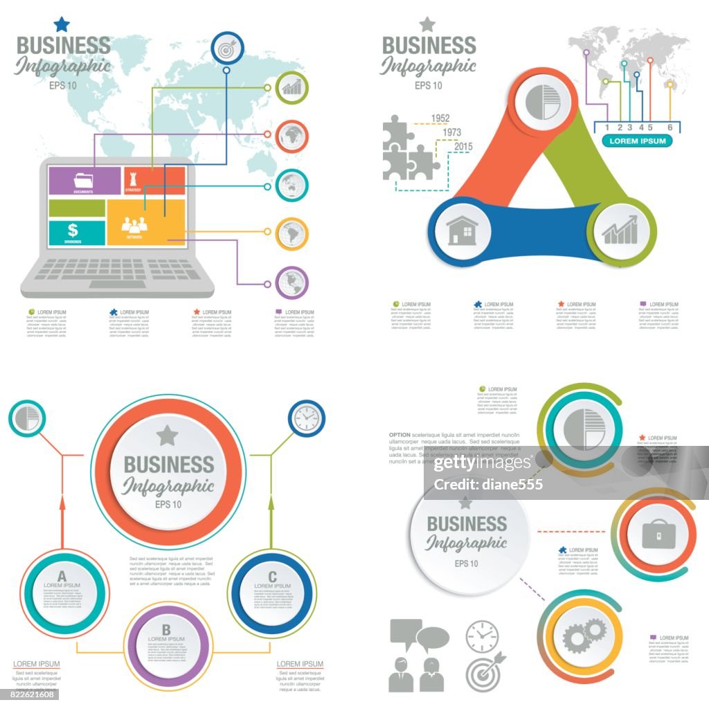 Business Infographic template With 3D Circles And Iocns