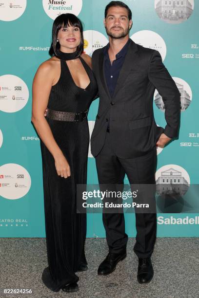 Irene Villa and Juan Pablo Lauro attends the 'Zucchero' photocall at Royal Theatre on July 25, 2017 in Madrid, Spain.