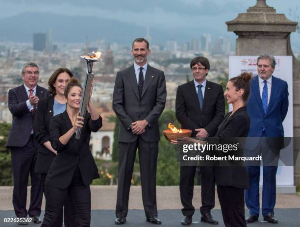 King Felipe VI of Spain attends the 25th anniversary of the Barcelona Olympics at the Palacete Albeniz on July 25, 2017 in Barcelona, Spain.
