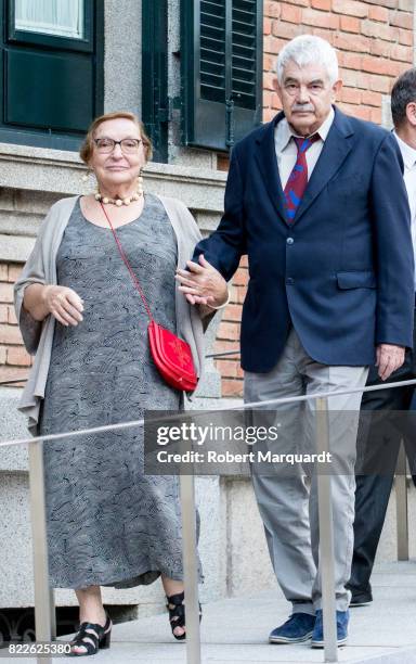 Diana Garrigosa and Pasqual Maragall attend the 25th anniversary of the Barcelona Olympics at the Palacete Albeniz on July 25, 2017 in Barcelona,...