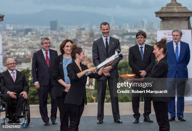 King Felipe VI of Spain attends the 25th anniversary of the Barcelona Olympics at the Palacete Albeniz on July 25, 2017 in Barcelona, Spain.