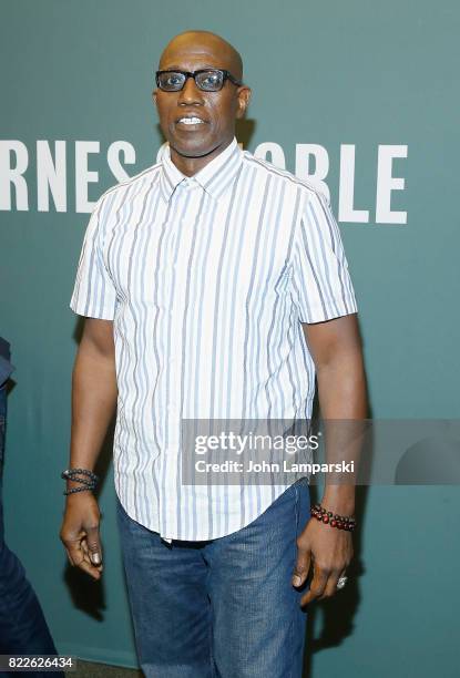 Wesley Snipes signs copies of his new book "Talon Of God" at Barnes & Noble Tribeca on July 25, 2017 in New York City.