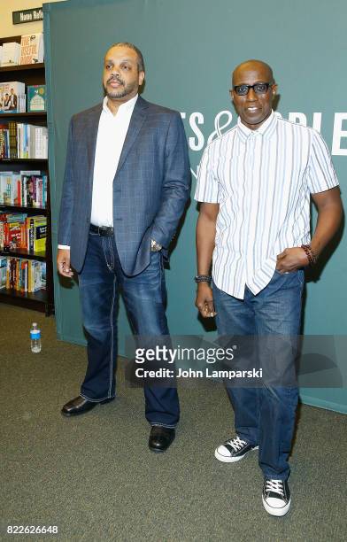 Wesley Snipes and Ray Norman sign copies of their new book "Talon Of God" at Barnes & Noble Tribeca on July 25, 2017 in New York City.