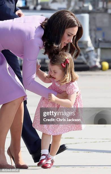 Prince William, Duke of Cambridge, Catherine, Duchess of Cambridge, Prince George of Cambridge and Princess Charlotte of Cambridge view helicopter...