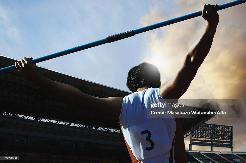 Thrower Preparing to Throw Javelin