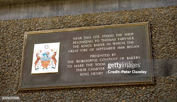 The plaque is near the monument in London which was built to commemorate the great fire of London in 1666, the fire started in Pudding Lane. Created...