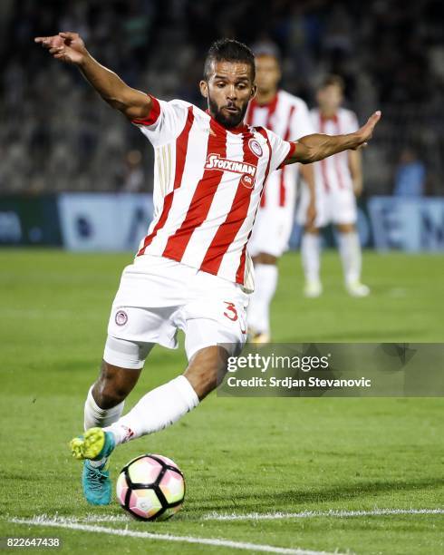 Mahdi Carcela-Gonzales of Olympiacos in action during the UEFA Champions League Qualifying match between FC Partizan and Olympiacos on July 25, 2017...