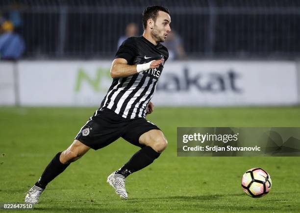 Marko Jankovic of Partizan in action during the UEFA Champions League Qualifying match between FC Partizan and Olympiacos on July 25, 2017 in...