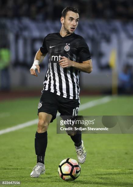Marko Jankovic of Partizan in action during the UEFA Champions League Qualifying match between FC Partizan and Olympiacos on July 25, 2017 in...
