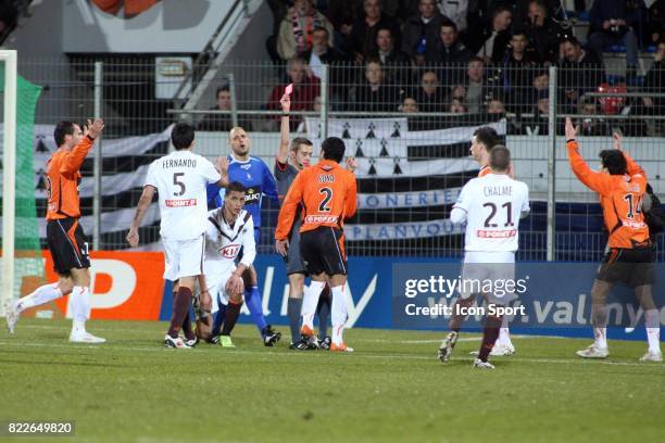 Carton rouge pour Laurent KOSCIELNY - - Lorient / Bordeaux - 1/2 Finale de la Coupe de la Ligue,