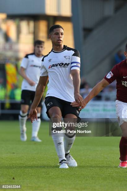 Curtis Davies of Derby County in action during the Pre-Season Friendly match between Northampton Town and Derby County at Sixfields on July 25, 2017...