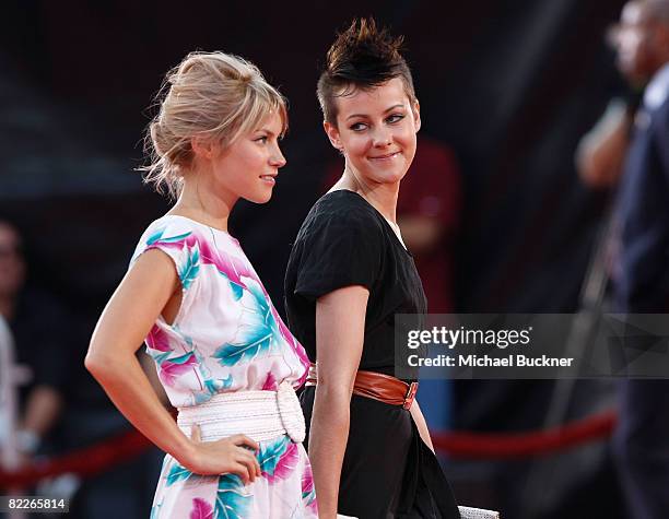 Actress Laura Ramsey and actress Jena Malone arrive at the premiere of Dreamworks Pictures' "Tropic Thunder" at the Mann Village Theater on August...