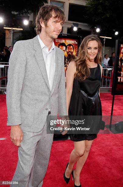 Christopher Jarecki and actress Alicia Silverstone arrive on the red carpet of the Los Angeles Premiere of "Tropic Thunder" at the Mann's Village...