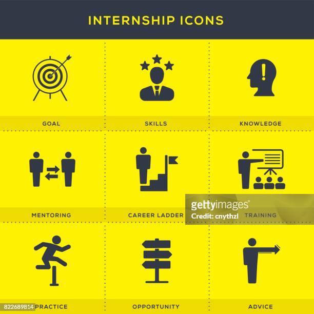 internship icons set - trainee program stock illustrations