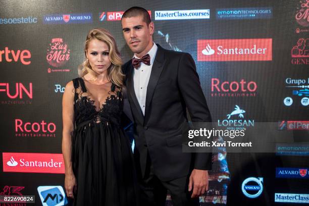 Yolanda Cardona and Victor Valdes attend the photocall of the 'Miguel Poveda & Amigos' Gala at Gran Teatre del Liceu on July 25, 2017 in Barcelona,...