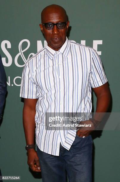 Actor Wesley Snipes signs copies of his new book 'Talon Of God' at Barnes & Noble Tribeca on July 25, 2017 in New York City.