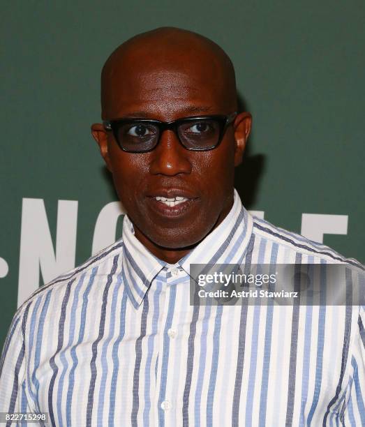 Actor Wesley Snipes signs copies of his new book 'Talon Of God' at Barnes & Noble Tribeca on July 25, 2017 in New York City.