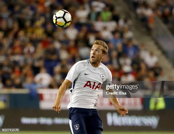 Harry Kane of Tottenham Hotspur takes the ball in the first half against Roma during the International Champions Cup on July 25, 2017 at Red Bull...