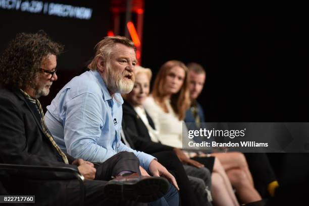 The director of AT&T Audience Network's "Mr. Mercedes", director / producer Jack Bender , and the cast of "Mr. Mercedes", actors Brendan Gleeson,...