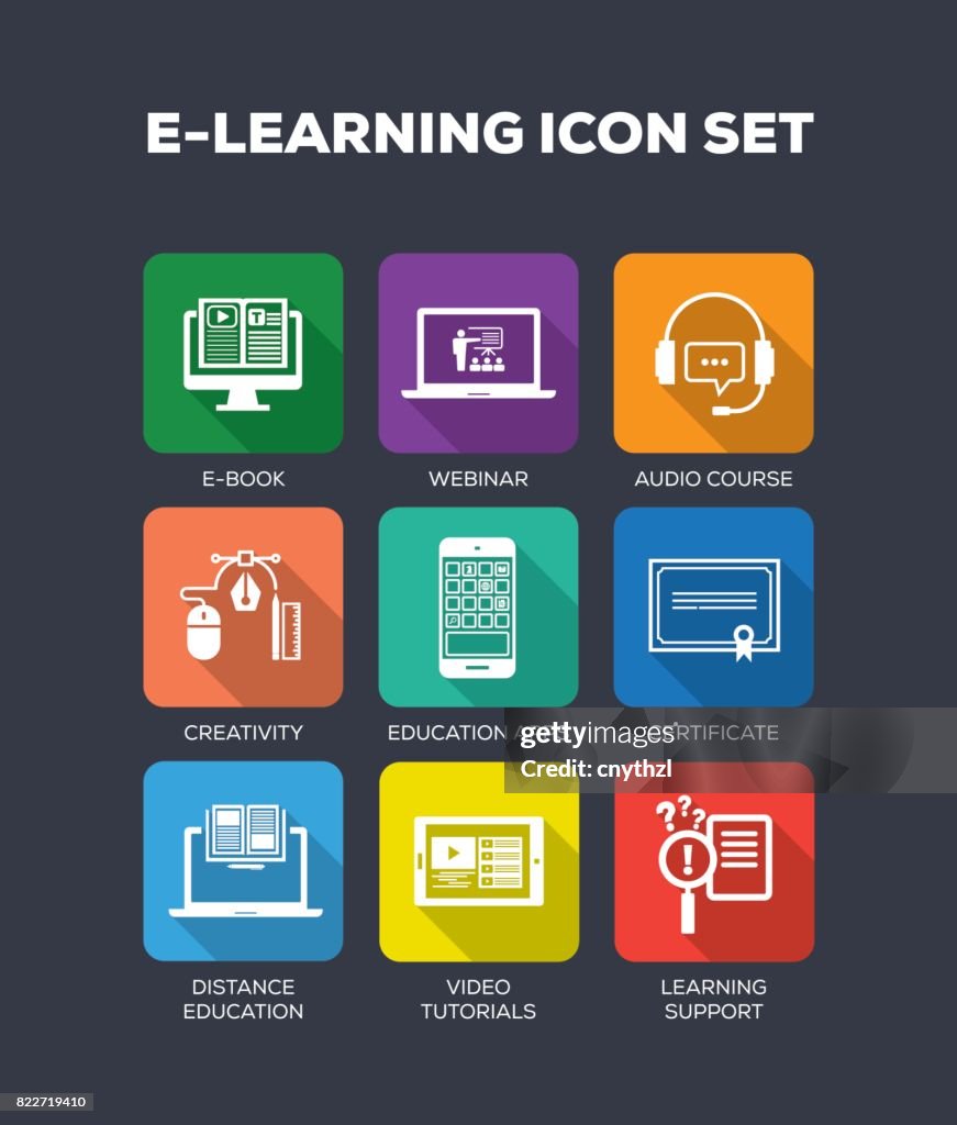 E-Learning Flat Icons Set