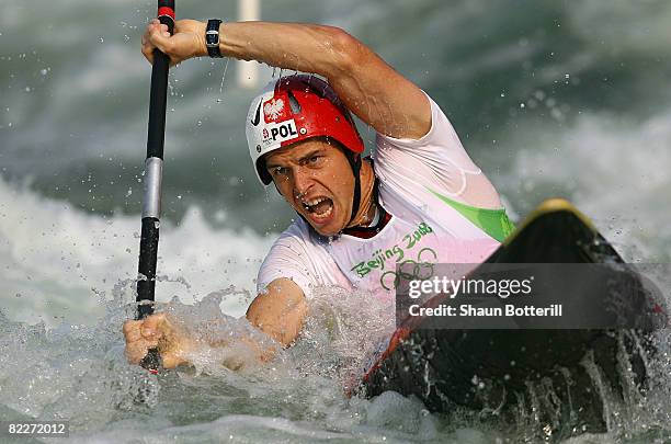 Krzysztof Bieryt of Poland competes in the Kayak Single Men's Semifinal at the Shunyi Olympic Rowing-Canoeing Park on Day 4 of the Beijing 2008...