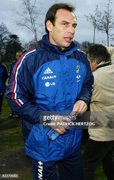 File picture taken on February 11, 2002 in Clairefontaine, outside Paris shows Former international midfielder Alain Boghossian arriving at a...