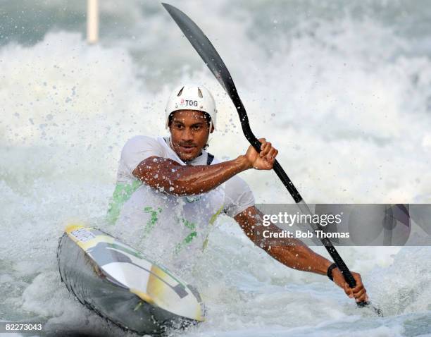 Benjamin Boukpeti of Togo competes in the Kayak Men Final held at the Shunyi Olympic Rowing-Canoeing Park on Day 4 of the Beijing 2008 Olympic Games...