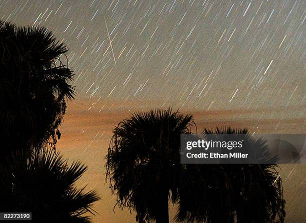 Perseid meteor streaks across the sky early August 12, 2008 near Rogers Spring in the Lake Mead National Recreation Area, Nevada. The meteor display,...