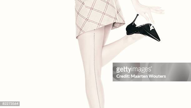 zipper legs i - short skirts and stockings stock-fotos und bilder