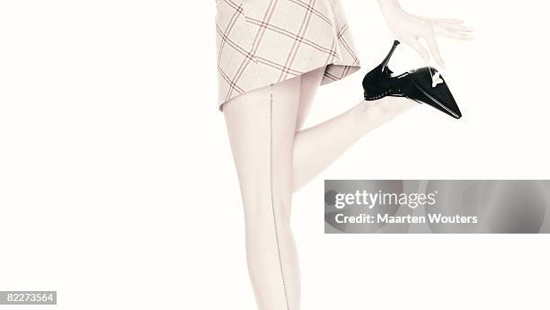 zipper legs i - stockings short skirt foto e immagini stock